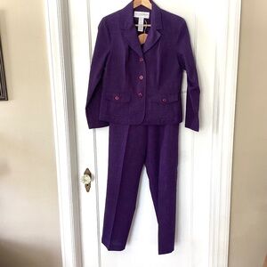 Vtg Sag Harbor women’s petite size 6 Purple Jacket & Pants Suit career office